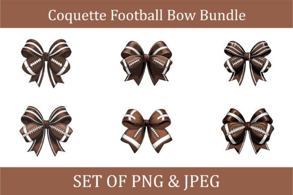 Coquette Brown Football Bow Set: Graphics for Crafts