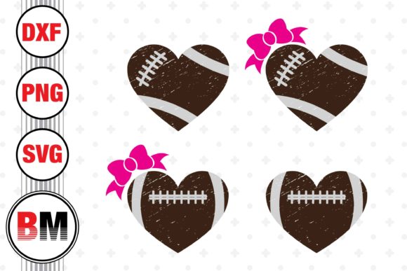 Distressed Heart Football Graphics for Crafts