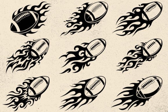 Flaming Football Player Graphics for Crafts
