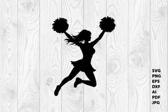 Football Cheerleader Silhouette Vector: Graphics for Crafts