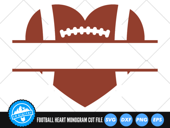 Football Heart Monogram: Graphics for Crafts & Web