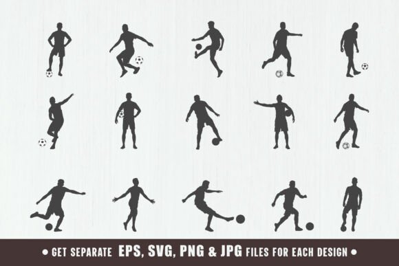 Football Player Silhouettes V03: Graphics for Crafts