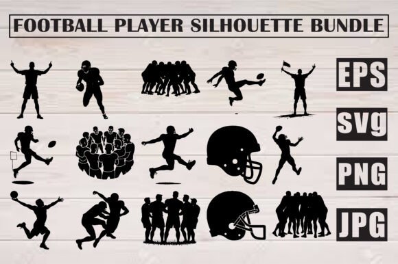 Football Silhouette Clipart Bundle for Graphics & Crafts