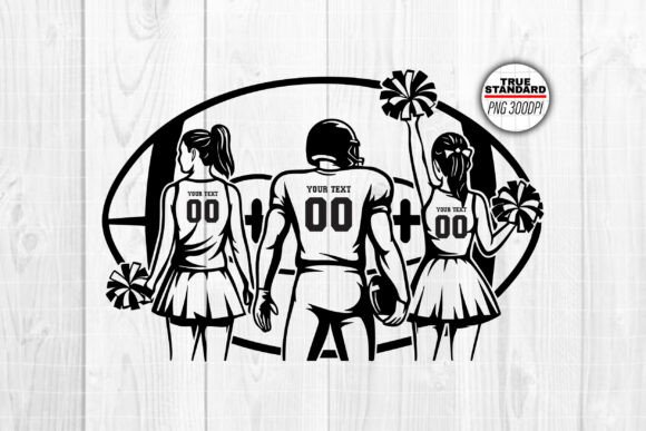 Two Cheerleader Player SVG: Football Graphics for Crafts